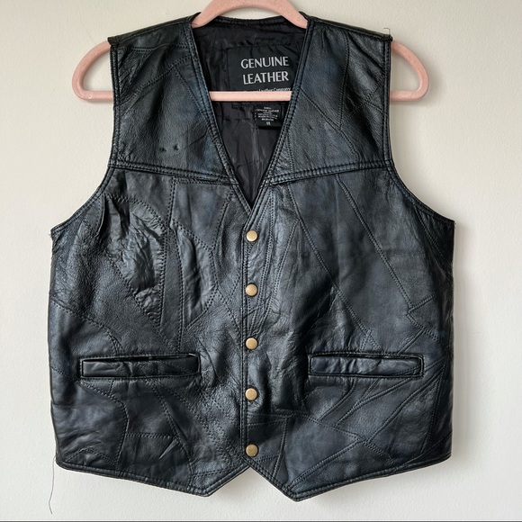 Navarre Leather Company Jackets & Blazers - Navarre Leather Company Vintage Quilted Leather Vest Black Size Medium